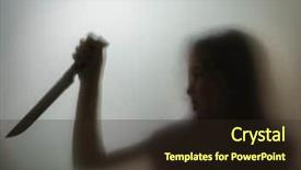  Presentation with knife crime - Cool new PPT theme with crime thriller - girl killer with a knife backdrop and a wine colored foreground