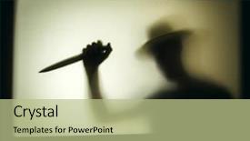  Presentation with knife crime - Theme with crime thriller - killer with a knife background and a mint green colored foreground