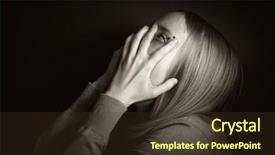  Presentation with crime - Cool new presentation theme with crime thriller - portrait of a young woman backdrop and a tawny brown colored foreground