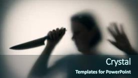  Presentation with knife crime - PPT layouts enhanced with crime thriller - shadowy figure of woman-killer background and a navy blue colored foreground