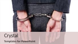  Presentation with crime - Audience pleasing PPT theme consisting of crime women - female businesswoman with handcuffs backdrop and a lemonade colored foreground