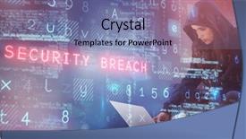  Presentation with crime against women - Cool new PPT theme with crime women - female hacker using laptop backdrop and a seafoam green colored foreground