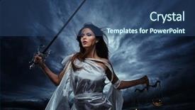  Presentation with justice goddess - Colorful slide set enhanced with crime women - femida goddess of justice backdrop and a ocean colored foreground