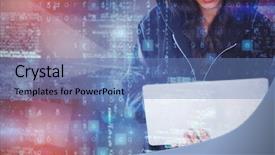  Presentation with black women - PPT theme consisting of crime women - focused female hacker in black background and a teal colored foreground