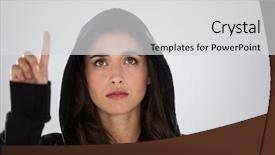  Presentation with hacker white - Cool new presentation theme with crime women - hacker using digital screen backdrop and a light gray colored foreground