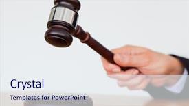  Presentation with crime against women - PPT layouts having crime women - hand knocking a gavel background and a sky blue colored foreground