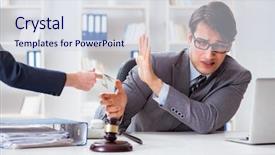  Presentation with bribe - Slide set having crime women - lawyer being offered bribe background and a  colored foreground