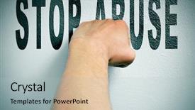  Presentation with domestic abuse - Slides having crime women - man punching the text stop background and a light gray colored foreground