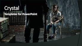  Presentation with crime victim - Colorful slide set enhanced with crime women - maniac with baseball bat standing backdrop and a black colored foreground