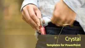  Presentation with supermarket - Cool new presentation theme with crime women - theft of a young woman backdrop and a tawny brown colored foreground