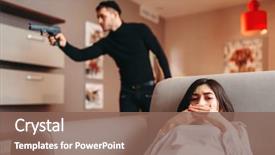  Presentation with crime against women - PPT layouts enhanced with crime women - woman hiding against killer background and a violet colored foreground