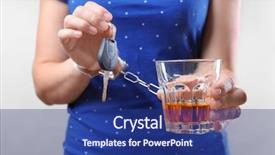  Presentation with drink and driving - Beautiful slides featuring crime women - woman in handcuffs with glass backdrop and a navy blue colored foreground
