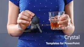  Presentation with woman car driver map - Theme with crime women - woman in handcuffs with glass background and a navy blue colored foreground