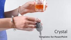  Presentation with car key - Audience pleasing theme consisting of crime women - woman in handcuffs with glass backdrop and a light gray colored foreground