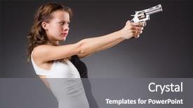  Presentation with cyber crime code on dark - Colorful presentation enhanced with crime women - woman with gun against dark backdrop and a  colored foreground