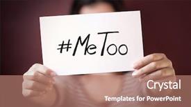  Presentation with crime against women - Amazing PPT theme having crime women - young adult woman holding backdrop and a coral colored foreground