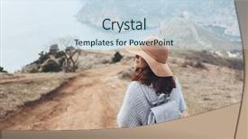  Presentation with fall mountains - Slide set having crimea - girl wearing hat and sweater background and a sky blue colored foreground