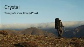  Presentation with hill - PPT theme having crimea free - backpacker going up along hill background and a light blue colored foreground