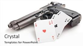  Presentation with racism white hands in modern - Slides featuring crimina - handgun and poker cards background and a  colored foreground