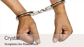  Presentation with handcuffed - Presentation theme enhanced with criminal defense - handcuffed hispanic man hands isolated background and a soft green colored foreground