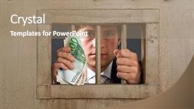  Presentation with financial fraud - Beautiful theme featuring criminal in jail for fraud backdrop and a coral colored foreground