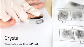  Presentation with fingerprints - Presentation theme featuring criminal investigation - taking fingerprints background and a sky blue colored foreground