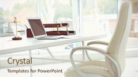  Presentation with lawyer - Slide set with government contract - lawyer empty workplace background and a sky blue colored foreground