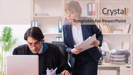  Presentation with two paths - Cool new slide deck with lawyers working in the office backdrop and a  colored foreground