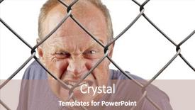  Presentation with criminal justice - Beautiful PPT theme featuring criminal justice rehabilitation - man behind bars backdrop and a coral colored foreground