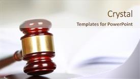  Presentation with criminal justice - Cool new presentation theme with criminal justice system - wooden judges gavel close up backdrop and a sky blue colored foreground