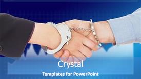  Presentation with criminal justice - Presentation theme featuring criminal justice technology - business people in handcuffs shaking background and a teal colored foreground