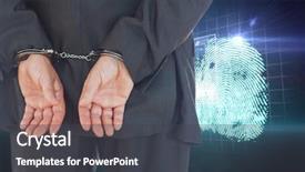  Presentation with security scan - Cool new slides with criminal justice technology - businessman in handcuffs against digital backdrop and a dark gray colored foreground