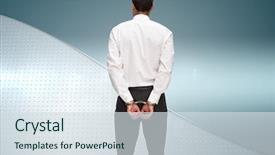  Presentation with rear view mirror - Slide deck having criminal justice technology - composite image of rear view background and a sky blue colored foreground