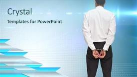  Presentation with criminal justice - Theme featuring criminal justice technology - composite image of rear view background and a sky blue colored foreground