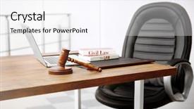  Presentation with lawyer - Beautiful PPT theme featuring criminal justice technology - empty office with lawyer workplace backdrop and a white colored foreground