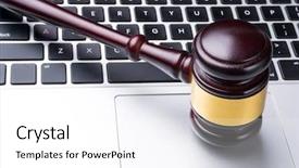  Presentation with judge - Cool new theme with criminal justice technology - judge hammer on keyboard backdrop and a  colored foreground