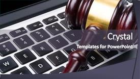  Presentation with criminal justice - Colorful PPT theme enhanced with criminal justice technology - judge hammer on keyboard backdrop and a dark gray colored foreground