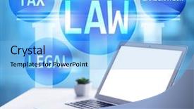  Presentation with technology law - Audience pleasing PPT theme consisting of criminal justice technology - law concept lawyer workplace backdrop and a light blue colored foreground