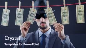  Presentation with money laundering - Slide set enhanced with criminal laundering dirty money background and a ocean colored foreground