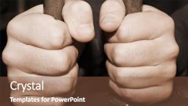  Presentation with prison bars - Beautiful PPT theme featuring man behind jail bars backdrop and a tawny brown colored foreground