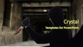  Presentation with death scene - Cool new slide set with criminal or murderer with blood backdrop and a wine colored foreground