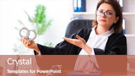  Presentation with middle ages portrait - Slide set with criminal penalties - middle-aged female doctor working background and a red colored foreground