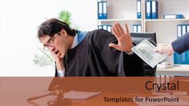  Presentation with lawyer - Presentation consisting of criminal penalties - young woman visiting male lawyer background and a  colored foreground