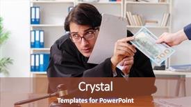  Presentation with lawyer - Audience pleasing PPT theme consisting of criminal penalties - young woman visiting male lawyer backdrop and a  colored foreground