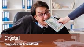  Presentation with lawyer - Cool new PPT layouts with criminal penalties - young woman visiting male lawyer backdrop and a  colored foreground