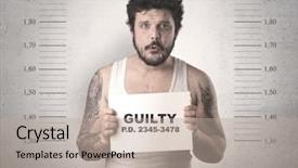  Presentation with music signs teal - Colorful slide deck enhanced with criminal profiling - caught guilty man with id backdrop and a  colored foreground