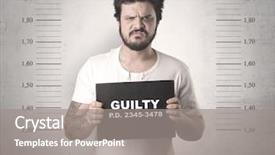  Presentation with hearing loss communication man - Amazing presentation theme having criminal profiling - caught guilty man with id backdrop and a gray colored foreground