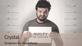  Presentation with music signs teal - PPT theme consisting of criminal profiling - caught guilty man with id background and a  colored foreground