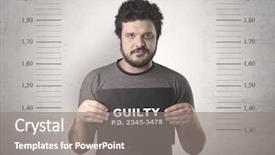  Presentation with criminal profiling - Cool new presentation theme with criminal profiling - caught guilty man with id backdrop and a gray colored foreground