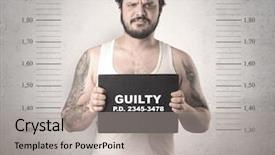  Presentation with recognition word on signs - Cool new presentation theme with criminal profiling - caught guilty man with id backdrop and a light gray colored foreground
